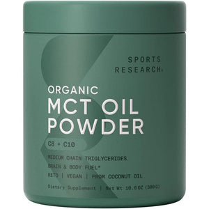 Sports Research Organic MCT Oil Powder - Keto & Vegan Mcts C8, C10 from Coconuts - Unflavored, 10.6 Oz.