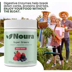 Super Greens Powder - Immunity, Digestive Enzymes & Probiotics for Energy, Gut Health, Bloating Relief for Women 60 Servings