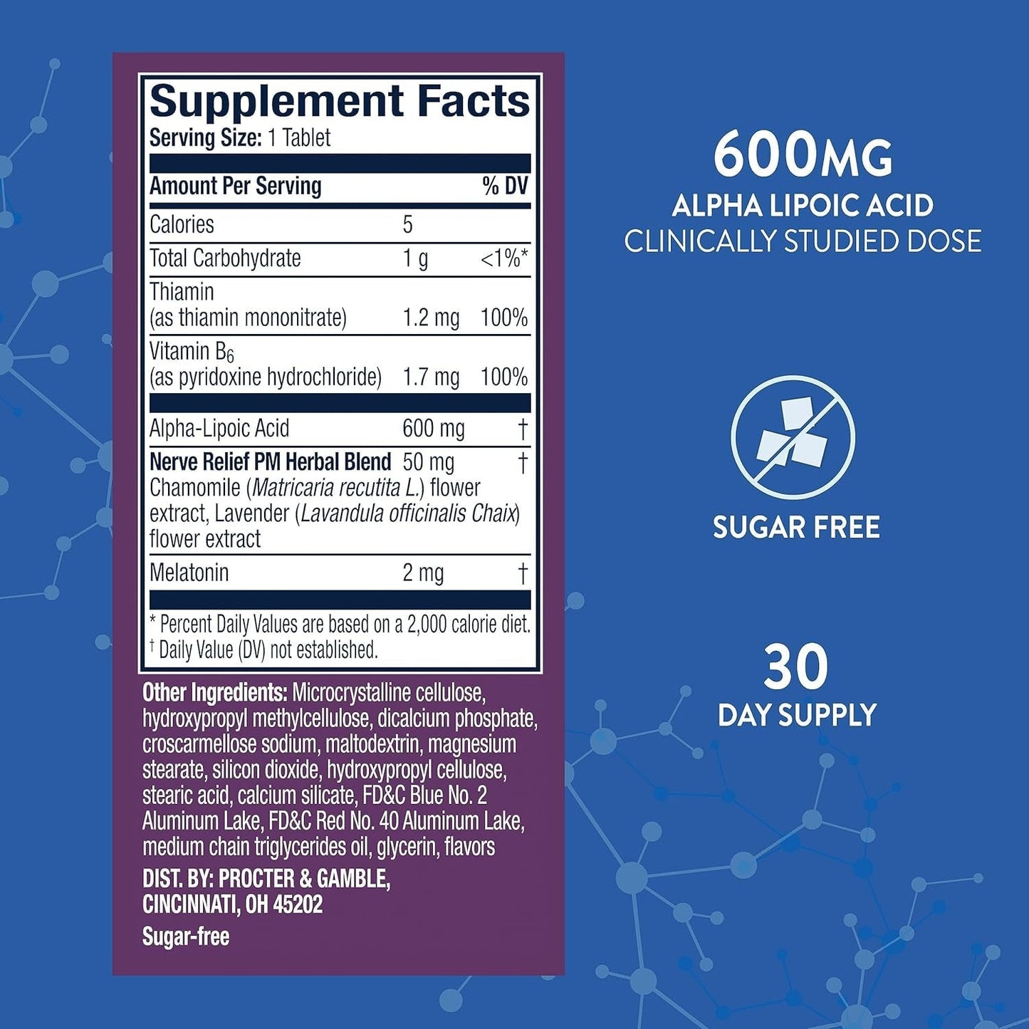 Nervive Nerve Relief PM Alpha Lipoic Acid, Vitamin B12, B6, B1, 30 Tablets