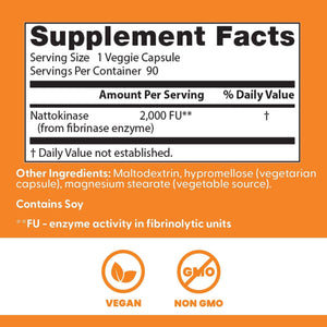 Doctor'S Best Nattokinase 2,000 Fu, Supports Cardiovascular and Circulatory Health, 90 VC