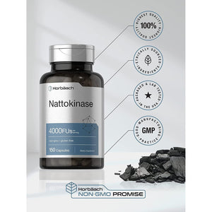 Horbäach Nattokinase Supplement 4000 FU | 150 Capsules | Non-Gmo, Gluten Free