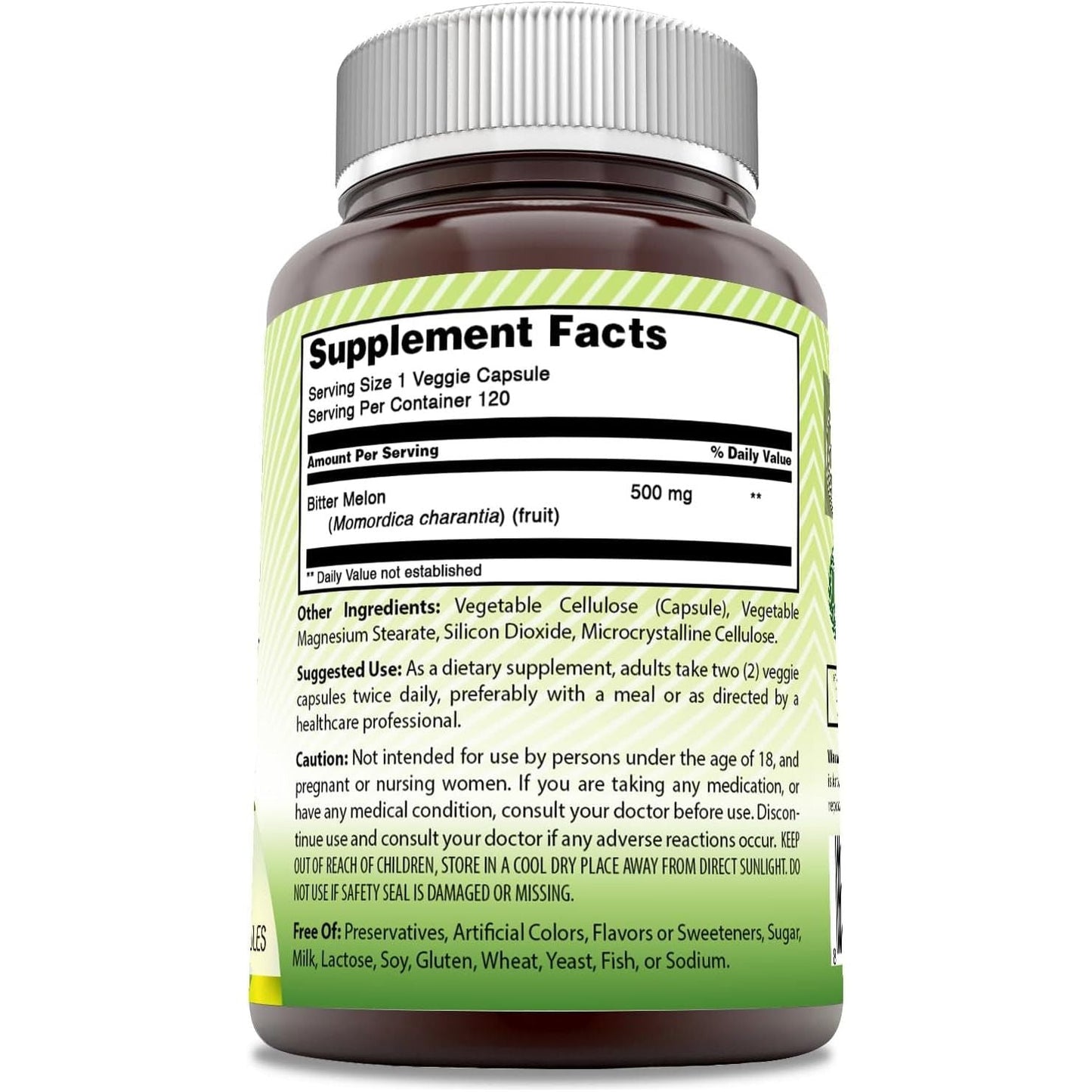Amazing India Bitter Melon 500 Mg 120 Veggie Capsules Supplement | Non-Gmo | Gluten Free