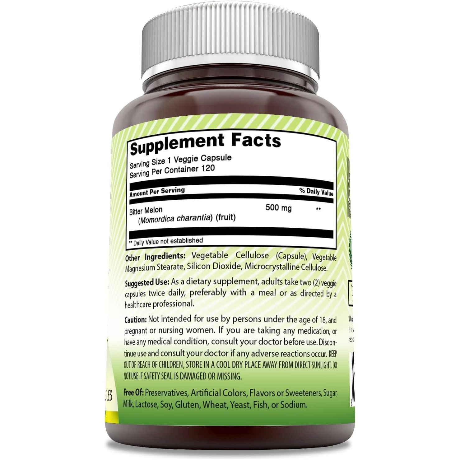 Amazing India Bitter Melon 500 Mg 120 Veggie Capsules Supplement | Non-Gmo | Gluten Free