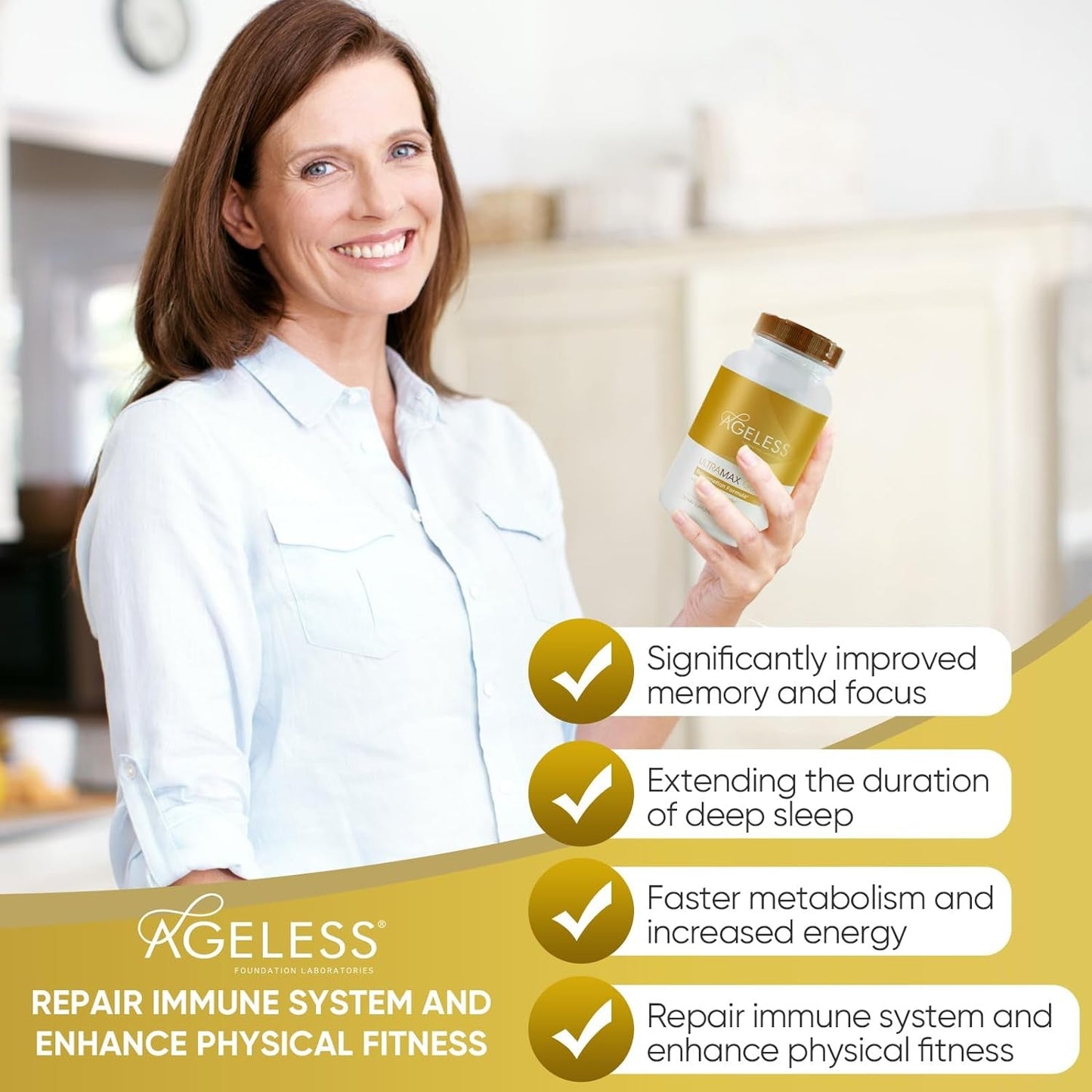 AGELESS™: Ultramax Gold™ Capsules, HGH Anti-Aging Supplement for Women 90 Capsules