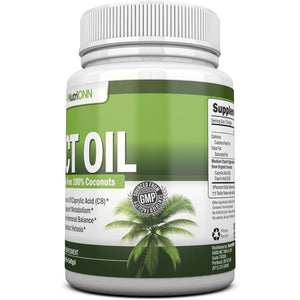 MCT Oil - Great for Focus & Gut Health - Non GMO, Cold Pressed, Paleo Friendly Capsules - 180 Softgels/3000mg