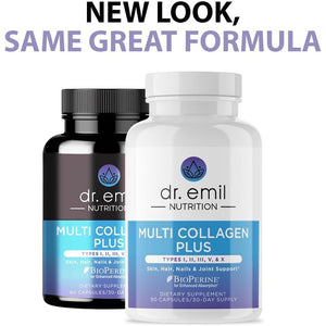 DR. EMIL NUTRITION Multi Collagen Pills - Collagen Supplements to Support Hair, Skin, Nails, & Joints - 90 Capsules