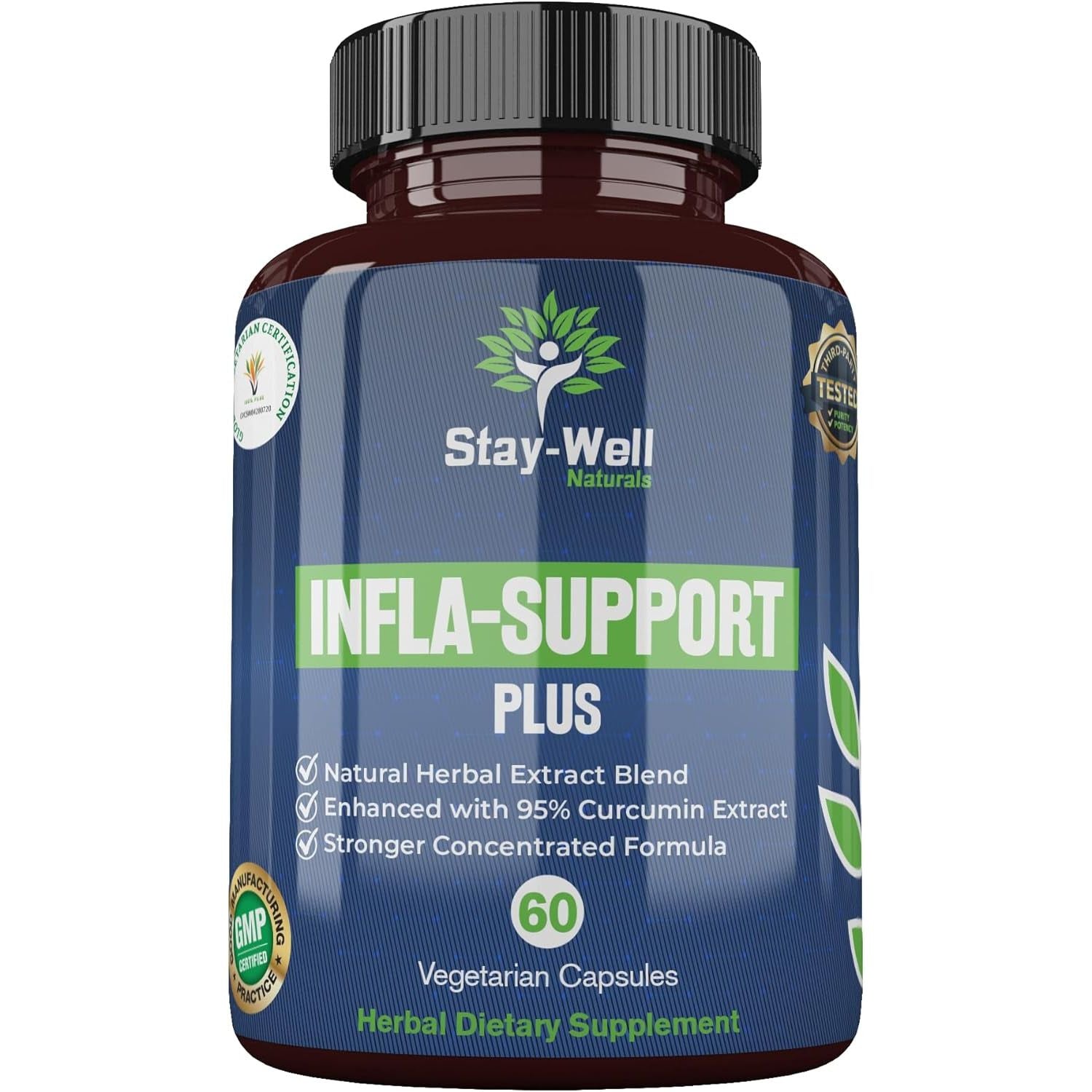 Infla-Support Plus- 750Mg Herbal Supplement Blend with Curcumin and Ashwagadha Extract & More 60 Count