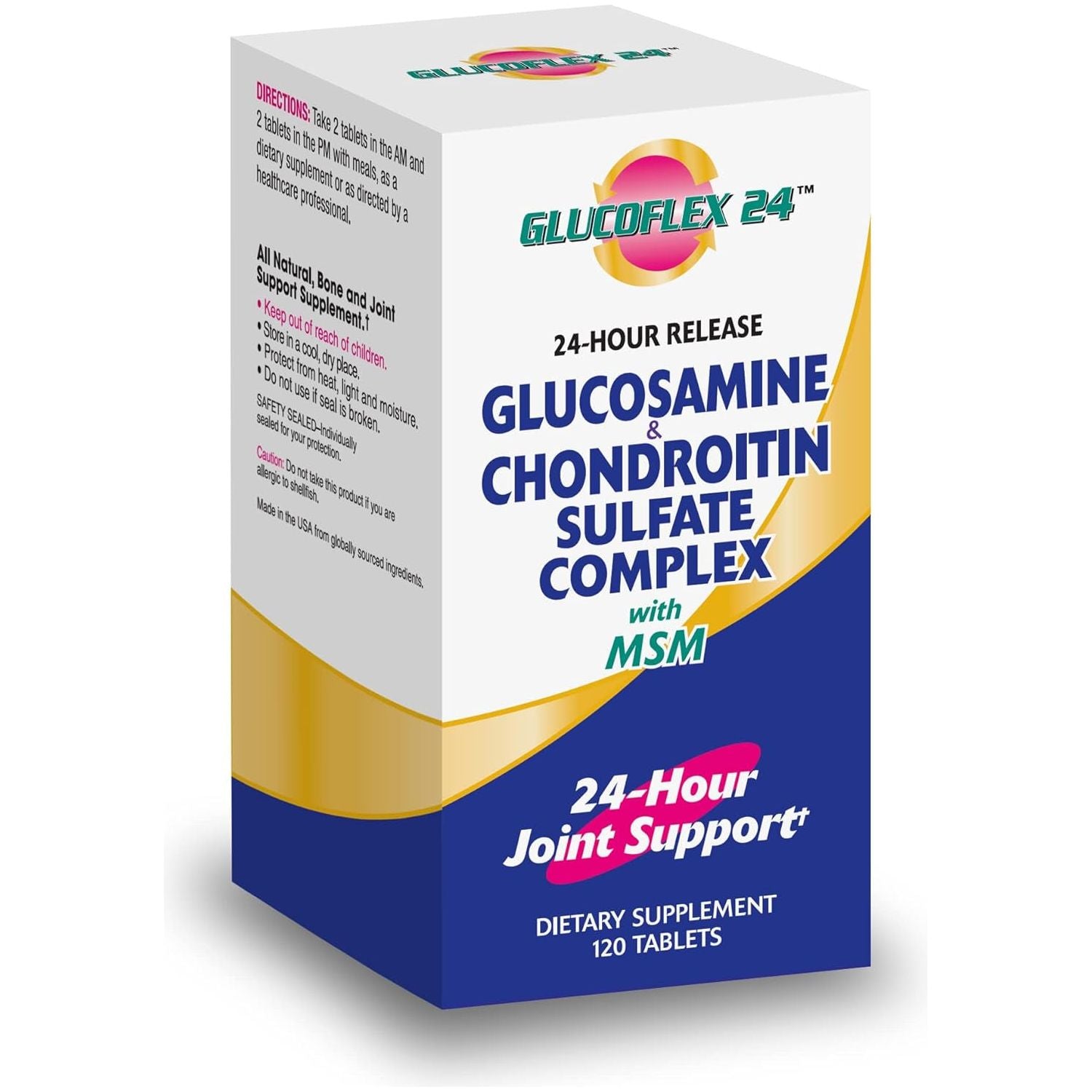 Glucosamine & Chondroitin Sulfate with MSM, 24 Hour Joint Support, Healthy Bones, Supports Healthy Mobility, 30 Servings, 120 Count