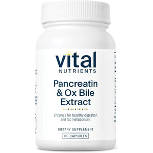 Vital Nutrients Pancreatin & Ox Bile Extract 500Mg | Natural Digestive Enzymes for Women & Men | 60 Capsules