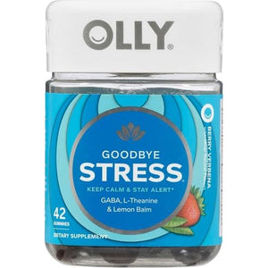 OLLY Goodbye Stress Gummy, GABA, L-Theanine, Lemon Balm, Stress Relief Supplement, Berry - 42 Count