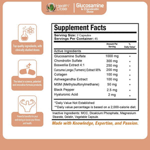 Premium Joint Support - Glucosamine Chondroitin MSM Turmeric Boswellia & Hyaluronic Acid - 90 Capsules