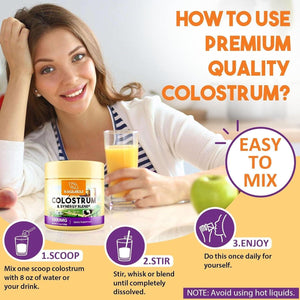 Colostrum Powder Supplement 5,000 Mg with Prebiotics, Probiotics, Lactoferrin & PRP, 30 Servings.