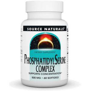 Source Naturals Phosphatidyl Serine Complex Stablilized Enzyme Supplement 500Mg - 100% Pure - 60 Softgels