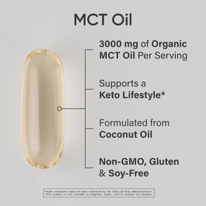Sports Research Keto MCT Oil Capsules Derived from Coconut Oil (120 Soft Gels)