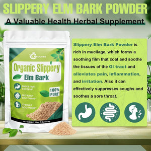 Slippery Elm - Natural Herbs Helps Soothe the Throat and Coughing & Digestive, Diarrhea - 1 Lbs (349 Servings)