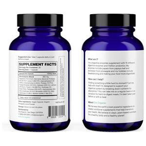 Ora Organic Multi-Enzyme Supplement for Digestion with Probiotics for Gut Health, Bloating, Constipation and Gas Relief - 30 Capsules