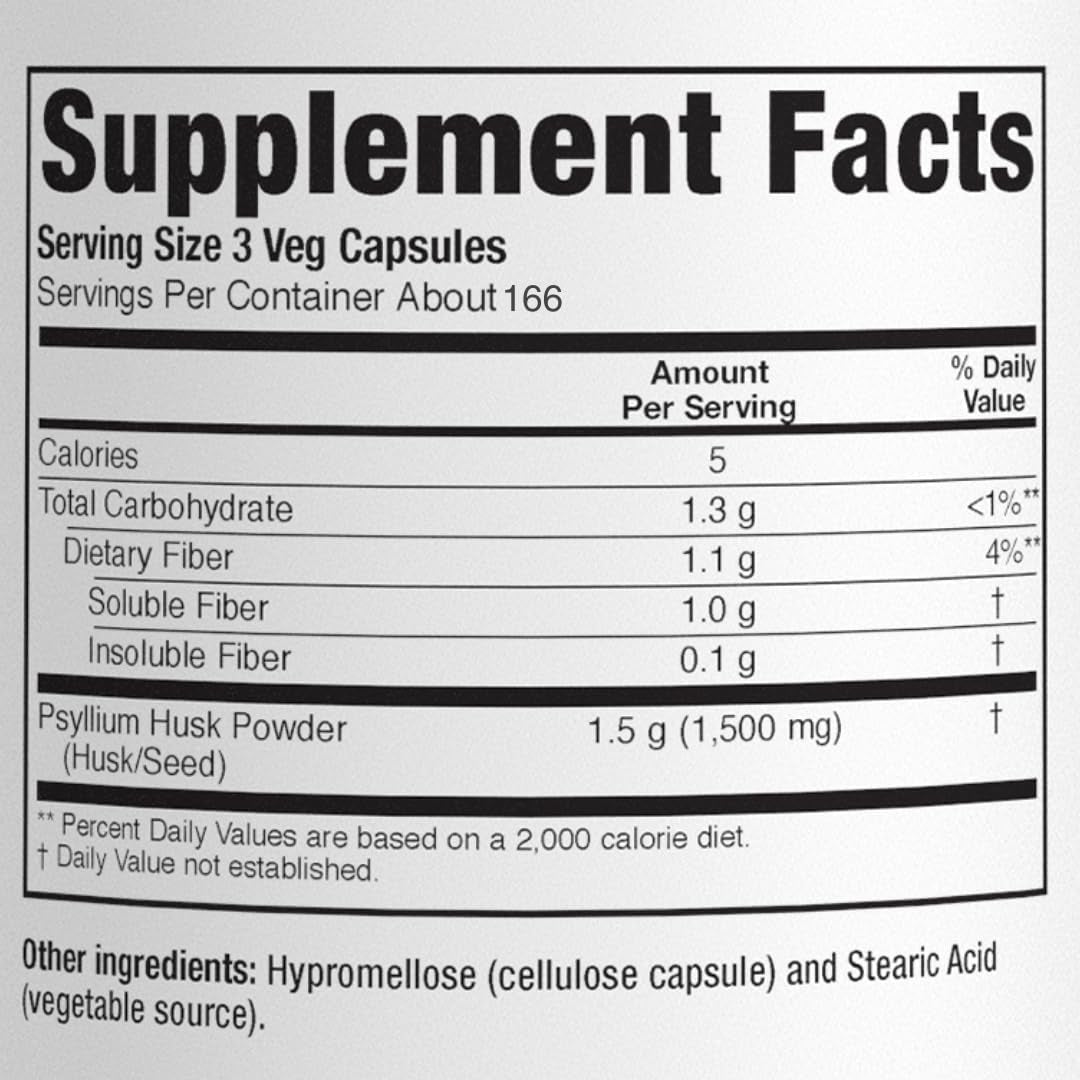 Konsyl Daily Psyllium Fiber Capsules Contains - Supports Digestive Health+ 500 Count/1500Mg