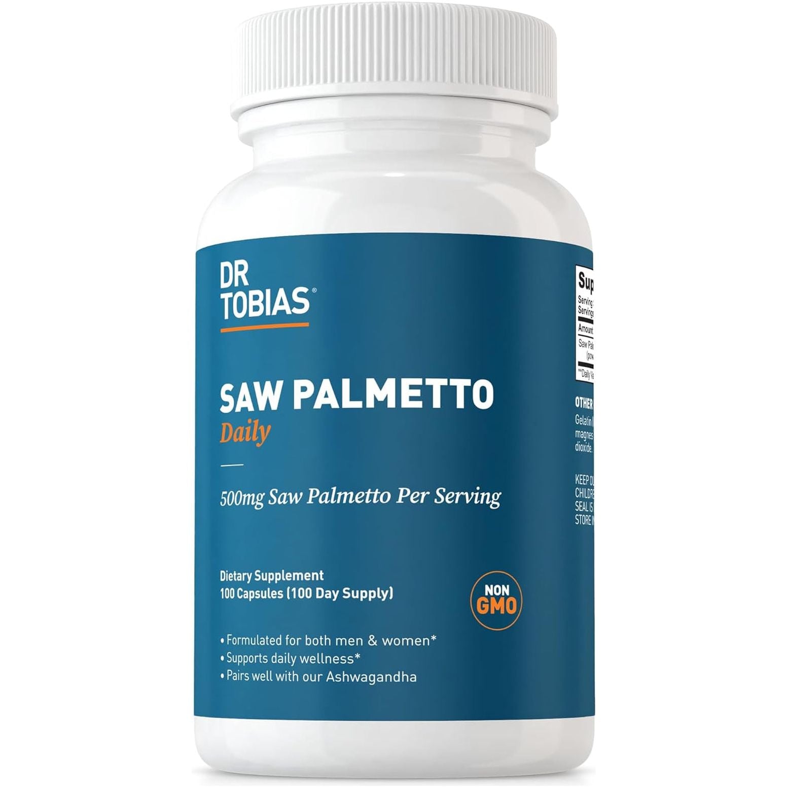 Dr. Tobias Saw Palmetto Supplement, Supports Urinary Health, Hormonal Balance, Prostate Health, & Hair Vitality, (500Mg,100 Servings)