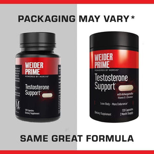 Weider Prime Low T Support - KSM 66 Ashwagandha - Improve Energy, Lean Body Mass - 2 Month Supply