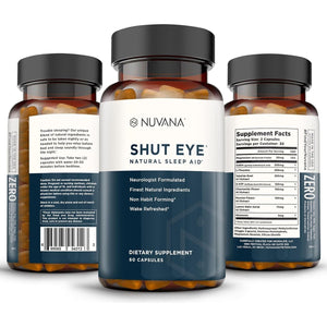 Shut Eye Natural Sleep Aid Supplement for Adults | 5Mg Melatonin 60 Capsules