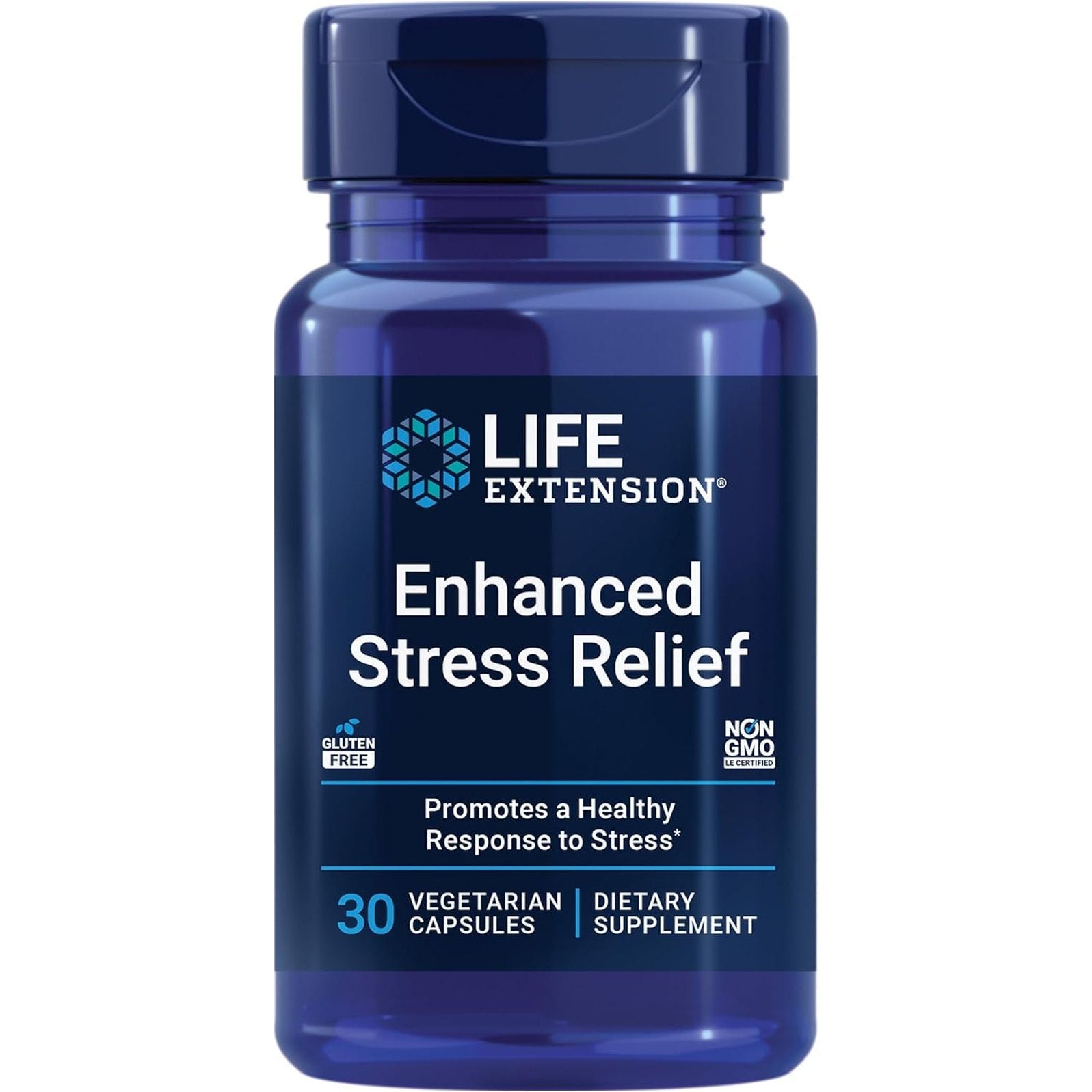 Life Extension Enhanced Stress Relief, Lemon Balm Extract for Stress, Gluten-Free, Non-Gmo, Vegetarian, 30 Capsules