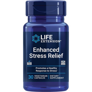 Life Extension Enhanced Stress Relief, Lemon Balm Extract for Stress, Gluten-Free, Non-Gmo, Vegetarian, 30 Capsules
