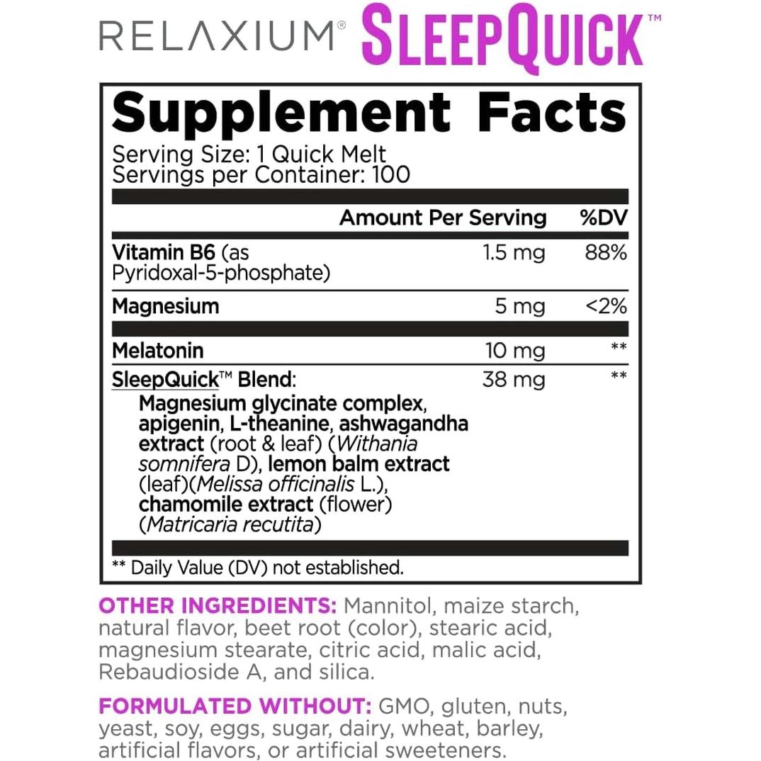Relaxium Sleep Quick Maximum Strength Melts & Berry Flavor 100 Servings