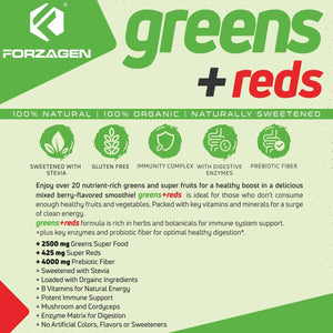 Forzagen Vegan Greens & Reds Superfood Powder - 35 Servings