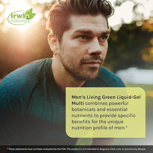 Irwin Naturals Men'S Living Green Liquid-Gel Multi - 70 Essential Nutrients - Targeted Adrenal & Brain Support - 120 Liquid Softgels