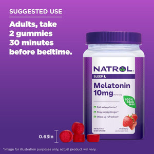 Natrol Melatonin Gummies, Sleep Support for Adults, 10 Mg Melatonin Supplement for Sleeping, 140 Gummies