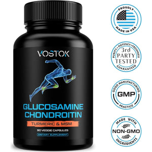 Glucosamine Chondroitin with Turmeric MSM Boswellia - Natural Joint Supplement 90 Capsules