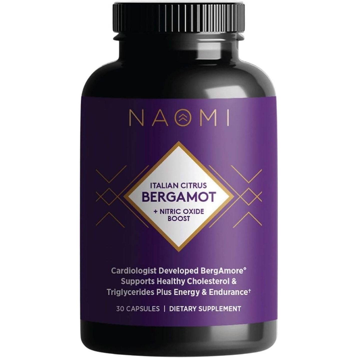 NAOMI Italian Citrus Bergamot plus Nitric Oxide Boost, Supports Healthy Cholesterol & Blood Pressure in Normal Range, 30-Day Supply