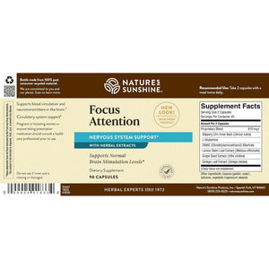 Nature'S Sunshine Focus Attention, Help Maintain Normal Brain-Stimulation Levels 90 Capsules