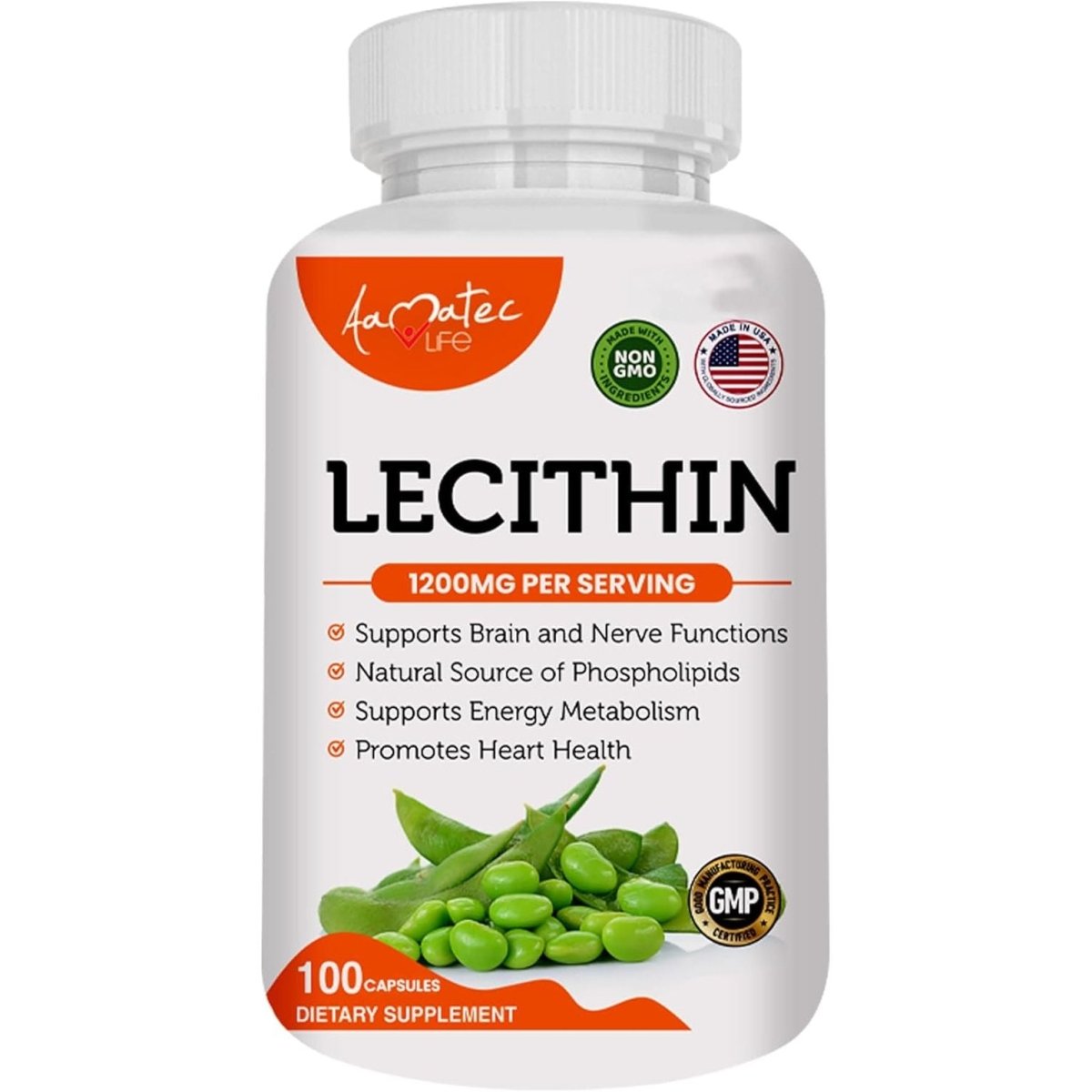 Aamatec Life Soy Lecithin 1200Mg Capsules Supplement for Heart, Liver & Brain Health – 100 Softgels / 1200Mg - Suppviv