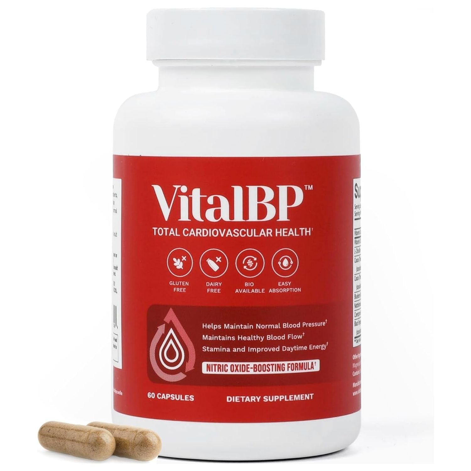 Vital BP - Support for Normal Blood Pressure - Supports Blood Flow & Arteries - with Coq10, L-Citrulline, and K2 & D3-60 Capsules