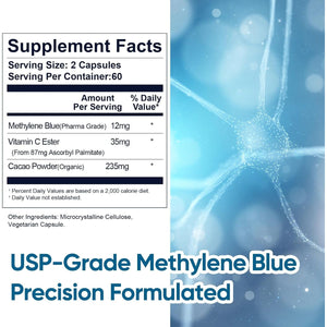 Methylene Blue Pharmaceutical Grade Supplement, Support Anti-Aging, Cognitive Enhancing Properties and Energy 120 Capsules