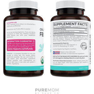 USDA Organic Fenugreek Capsules for Increased Breast Milk Supply - 60 Capsules