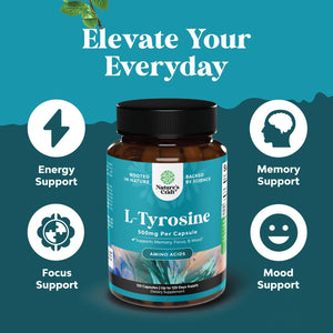 Free Form L Tyrosine 500Mg Capsules - for Mental Energy and Focus Support