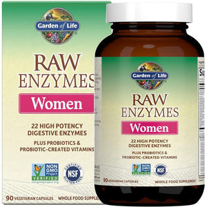 Garden of Life 22 Digestive Enzymes for Women Non-Gmo, Gluten-Free, Vegetarian, 90 Capsules