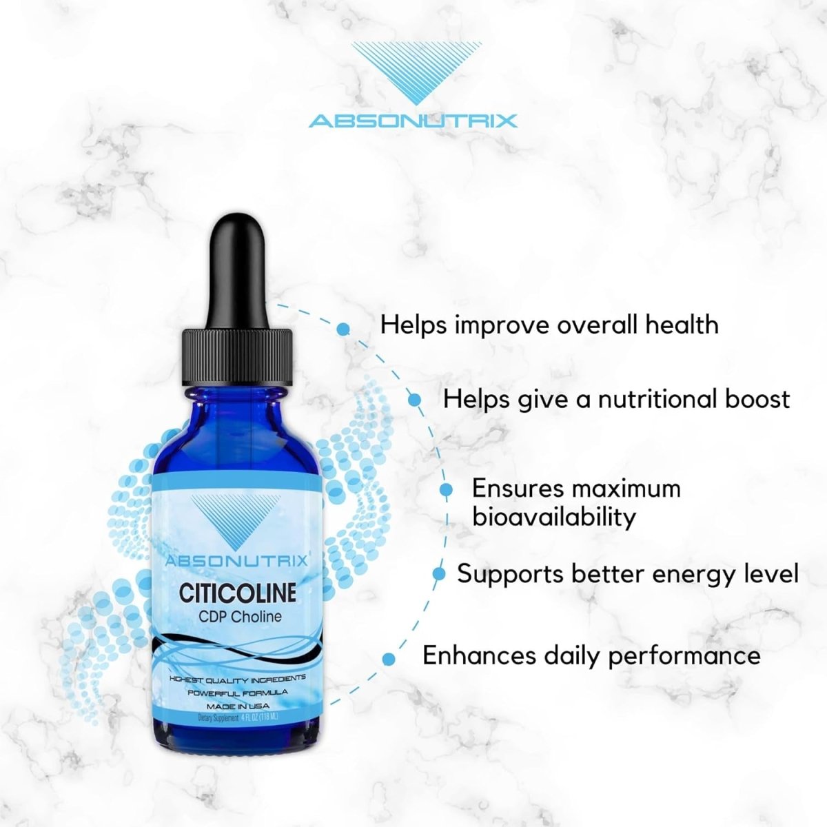 Absonutrix Citicoline 590 Mg, 4 Oz Bottle, 200 Servings - Suppviv