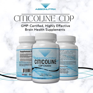 Absonutrix Citicoline CDP Choline 530Mg, Nootropic Supplement, Easy to Swallow, 120 Veg Caps, - Suppviv