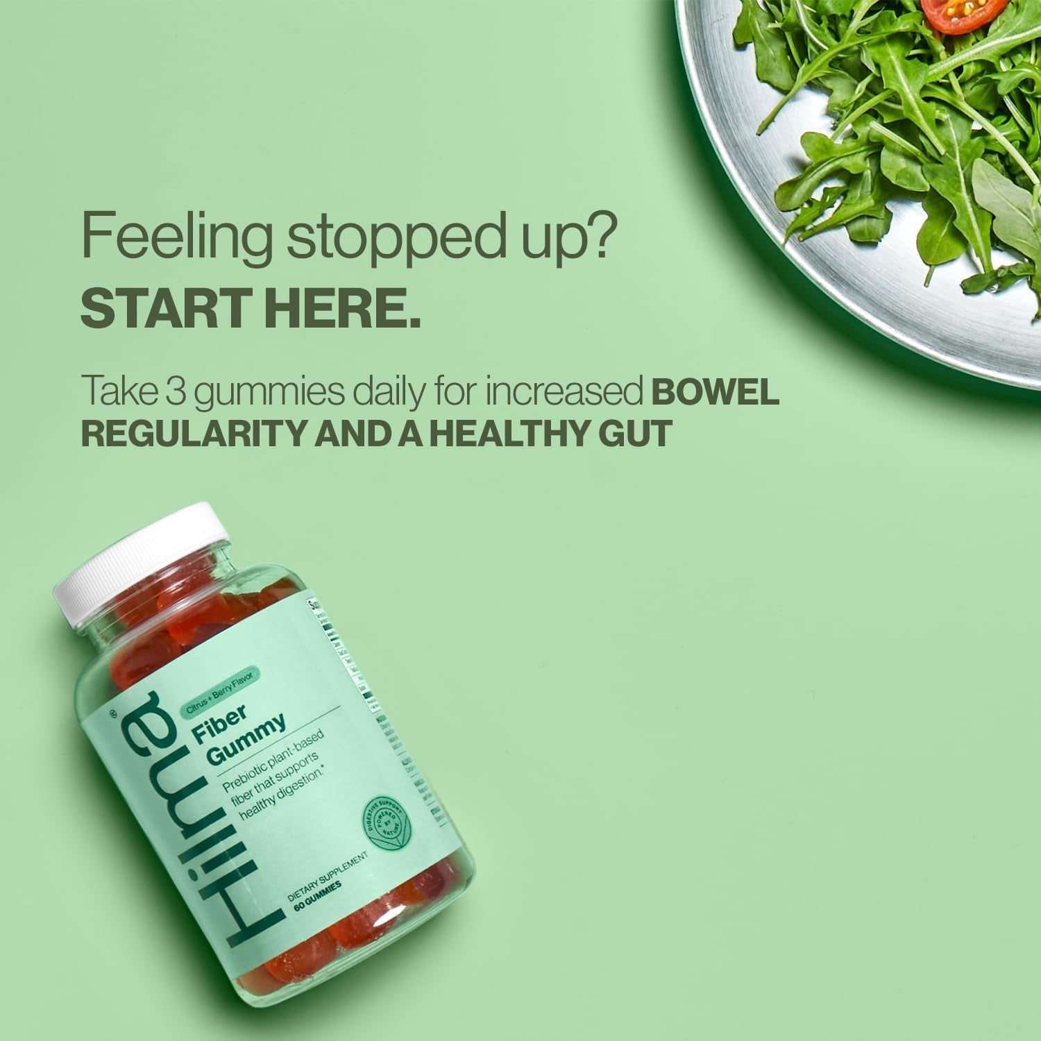 Hilma Prebiotic Fiber Gummies, Supports Gut Health for Women and Promotes Regularity 60 Count