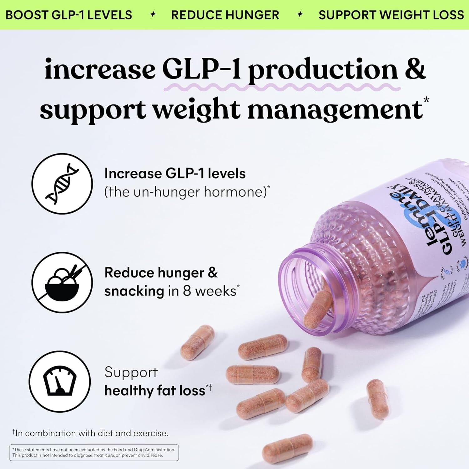 Lemme GLP-1 Daily, Reduce Hunger & Cravings, Boost GLP-1 Production (60 Capsules)