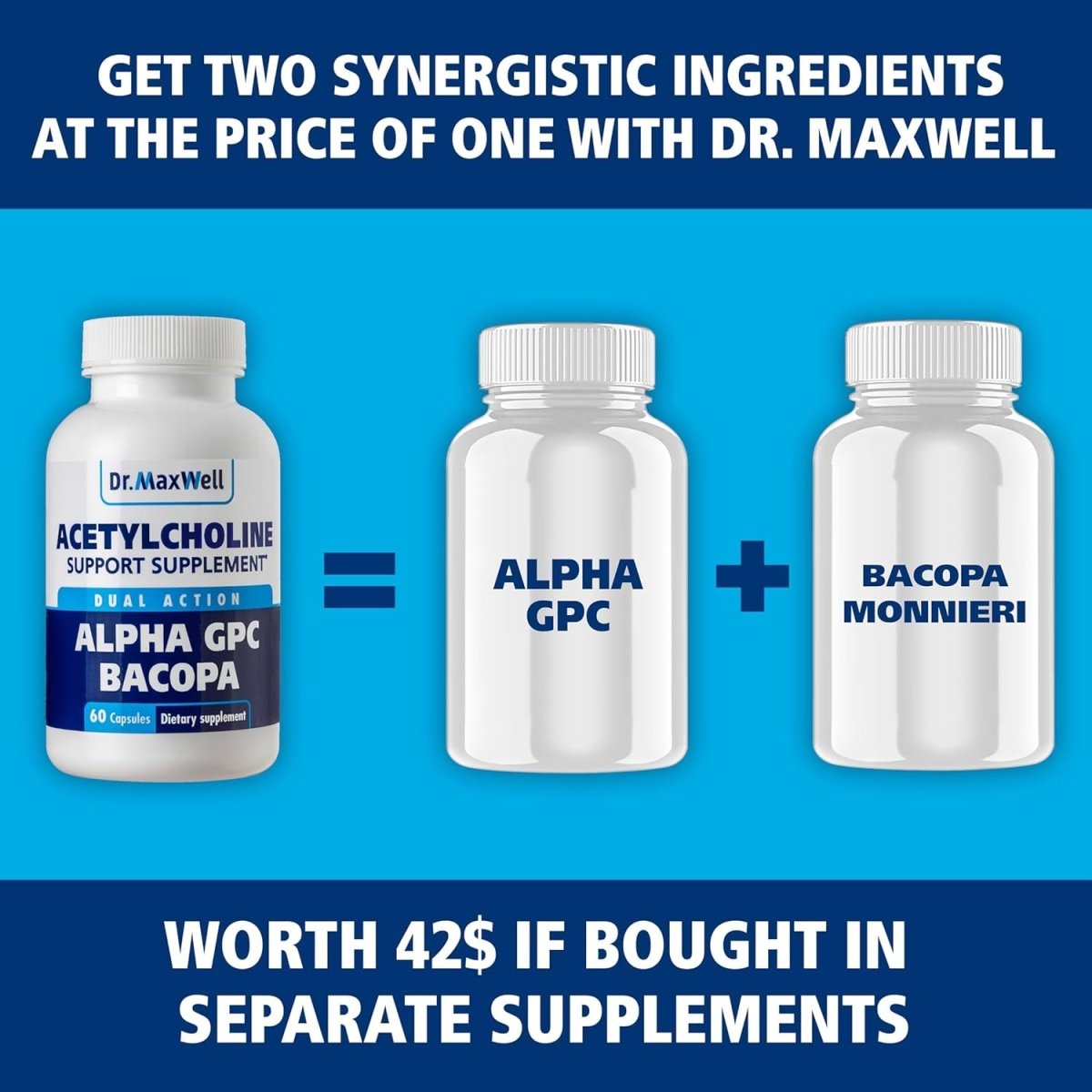Acetylcholine, Alpha GPC Choline 600Mg (Supports Memory & Learning), 60 Capsules - Suppviv