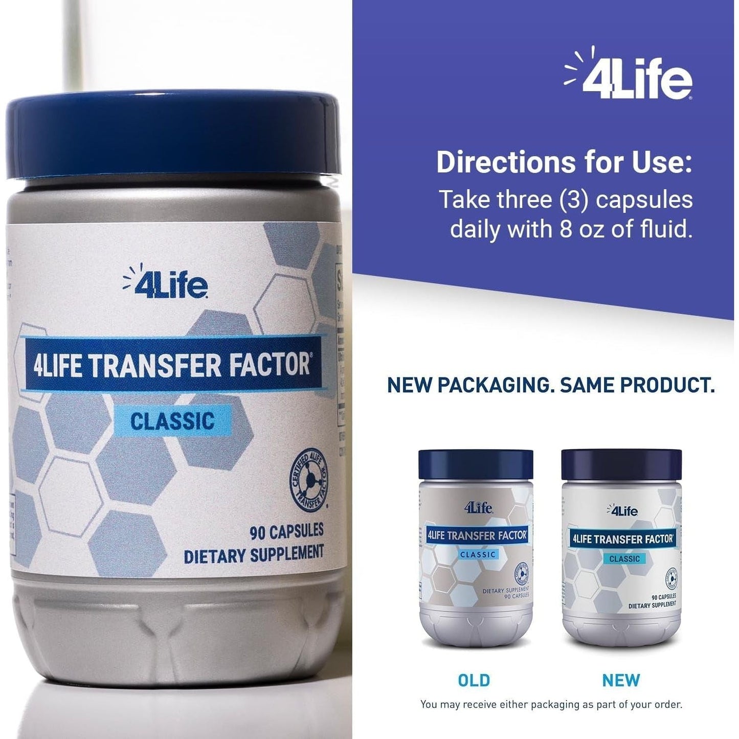 4Life Transfer Factor Classic -With Cow Colostrum for Enhanced Immune Response, Recognition, and Memory - 90 Veggie Capsules
