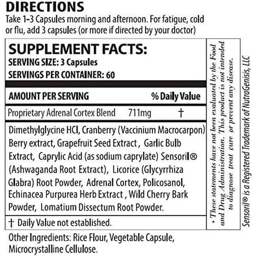 Adrenal DMG - Support Daytime Energy, Better Sleep, Immune System, Reduce Stress Levels, and Fatigue - 180 Capsules - Suppviv