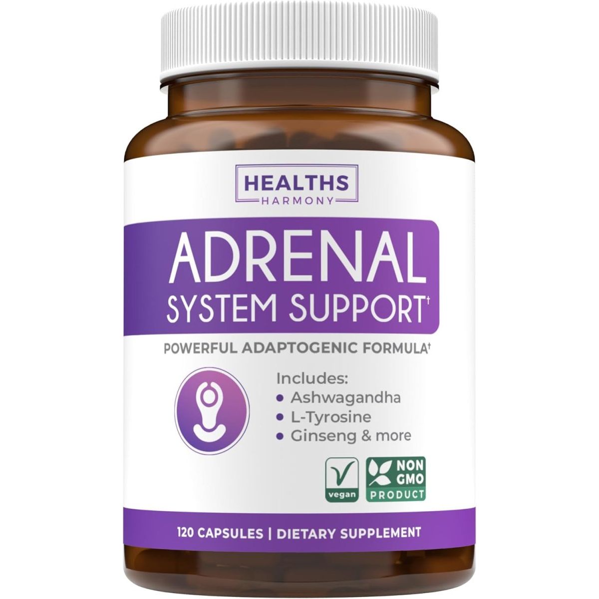 Adrenal Support & Cortisol Manager | Powerful Adrenal Health with L - Tyrosine & Ashwagandha 120 Capsules - Suppviv