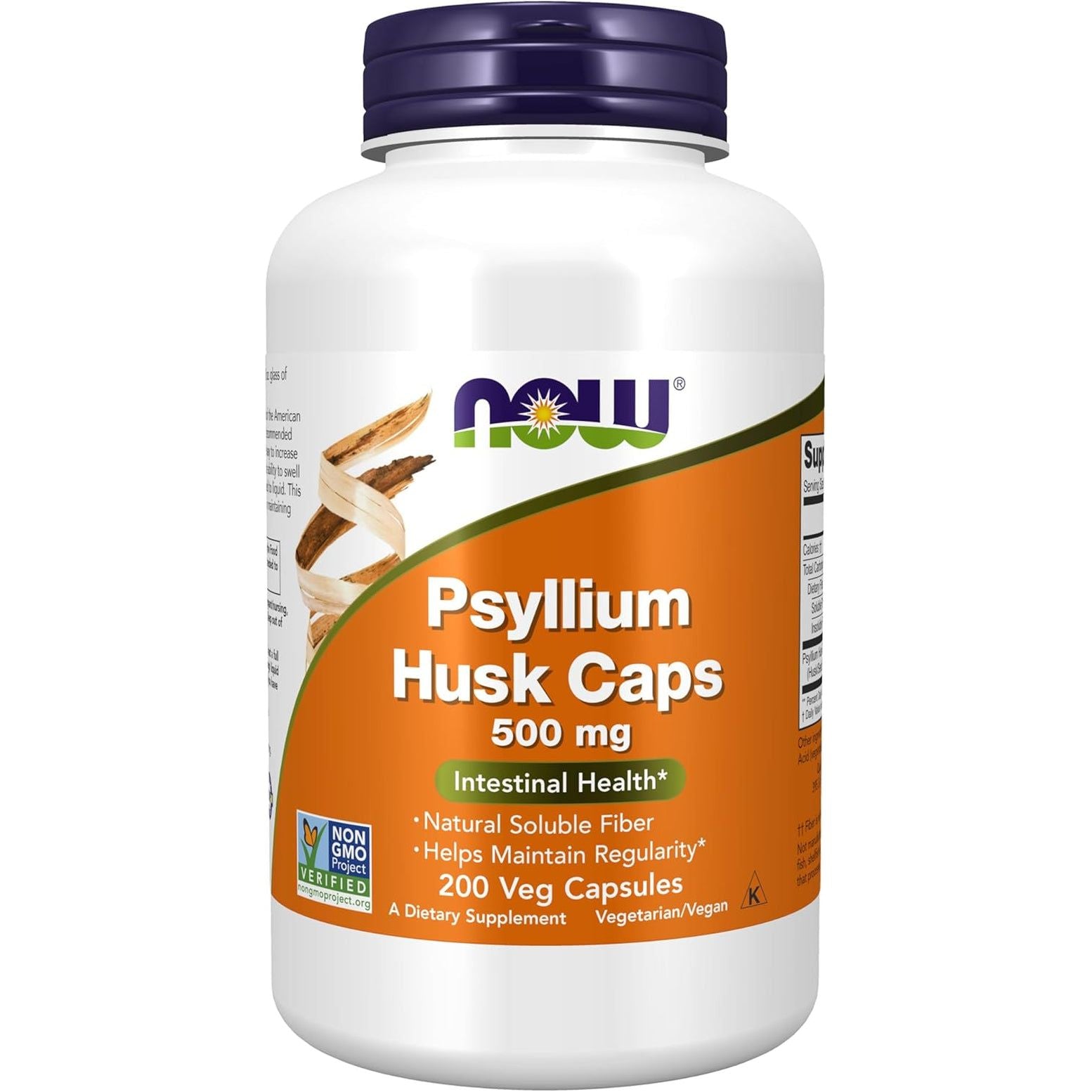 NOW Foods Supplements, Psyllium Husk Caps 500 Mg/200 Veg Capsules
