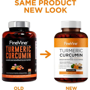 Turmeric Curcumin with Bioperine Black Pepper and Ginger - Made in USA - 120 Vegetarian Capsules
