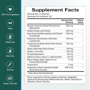 Natura Health Products Vibrant Mind - Nootropic Brain Supplement for Memory and Focus* (90 Capsules)